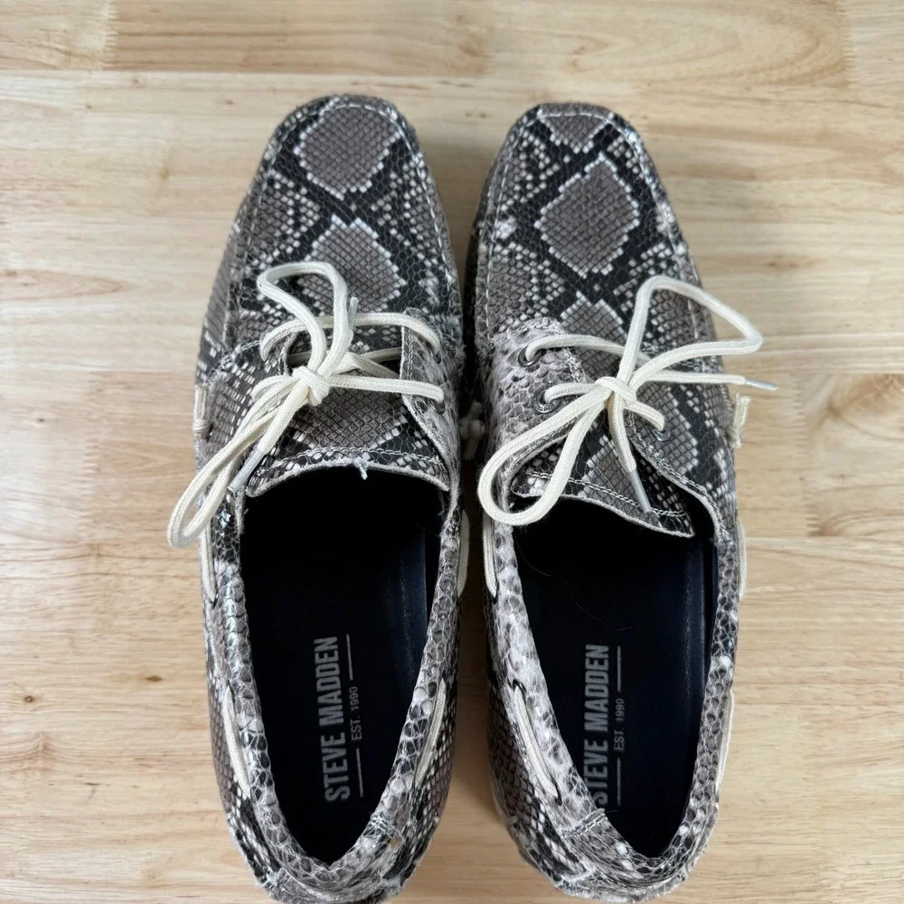 Steve Madden Gametyme Boat Shoes Men's Snake Print Round Toe Casual - 13